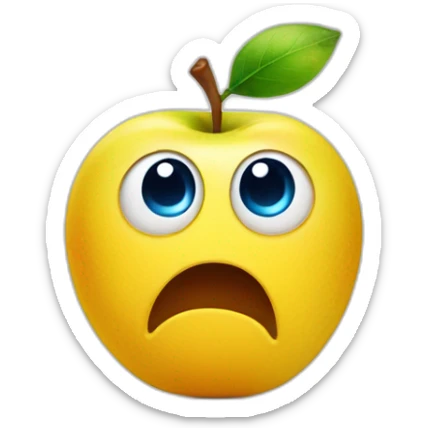 a shocked apple-style yellow emoji with big round eyes, blue sweaty forehead, shocked mouth  sticker