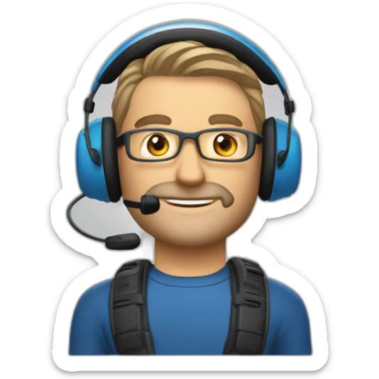 françois legeault qui joue aux jeux vidéo avec un pc et un casque sticker