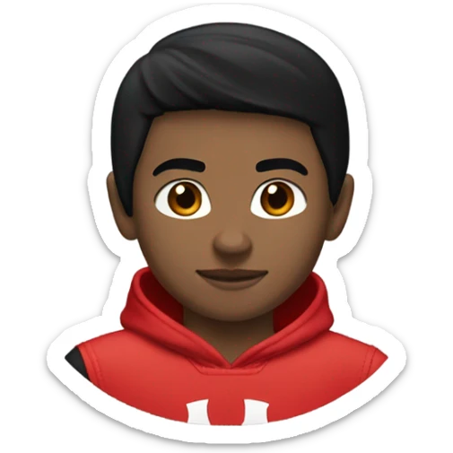 Boy with straight black hair and Nike tech and Jordan’s 4 black and red sticker