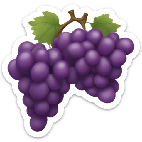In the style of an emoji, there a single bunch of purple grapes in which each of the individual grapes are best friends with each other. They are looking at each other smiling, laughing and having fun sticker