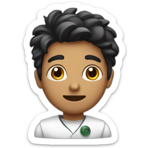 chemistry boy with black combed to the right hair and his instumants on his hand sticker