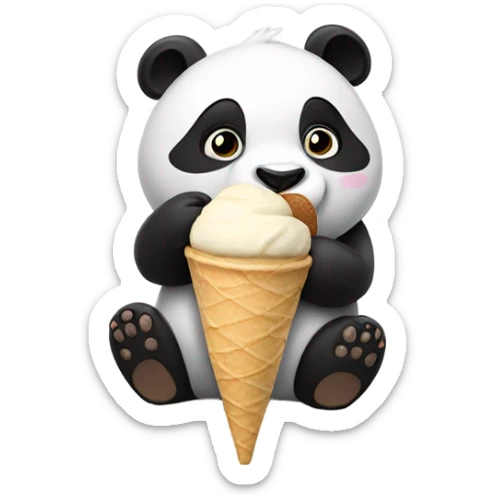 Panda eating ice cream sticker