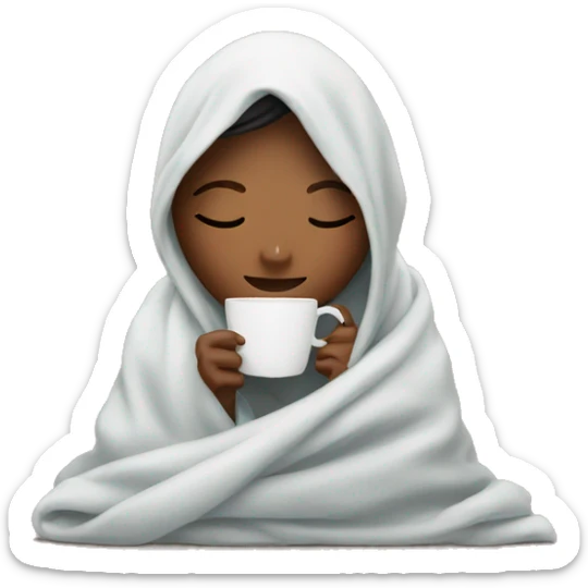 girl inside a blanket sipping coffee eyes closed sticker
