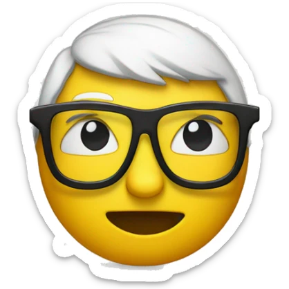 yellow nerd emoji with big glasses with white tape in the middle of glasses sticker