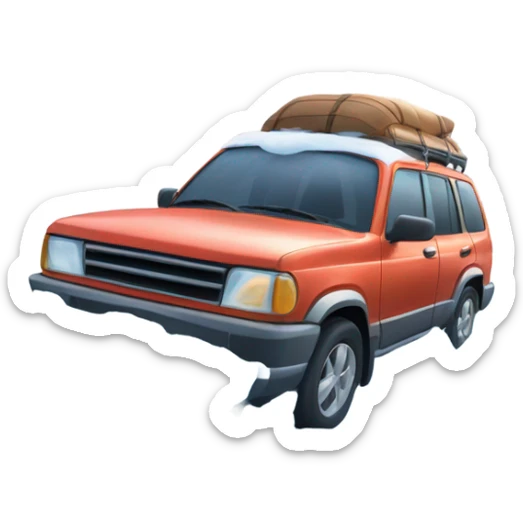 An adventurous car in an icy tundra setting, with snow and ice all around, highlighting the ability to conquer extreme and inhospitable terrains. sticker