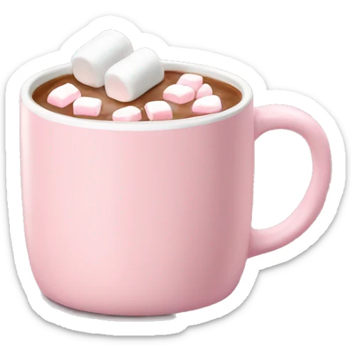 Light Pink mug of hot chocolate with marshmallows  sticker