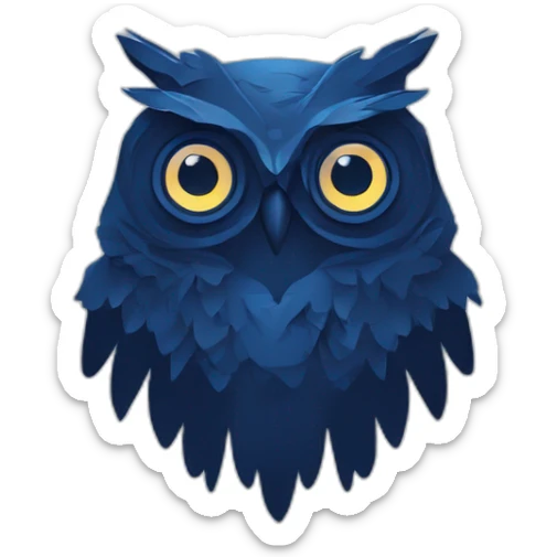design mockup owl icon logo, in the style of nightscape, mountainous vistas, frostpunk, fantasy illustration, dark blue, psychological phenomena illustrations, mono-ha sticker