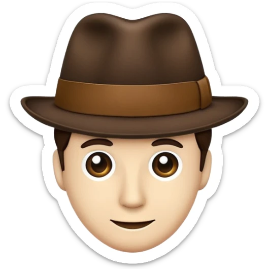 A fedora emoji in the style of Apple emojis, with a vintage and classic appearance. sticker