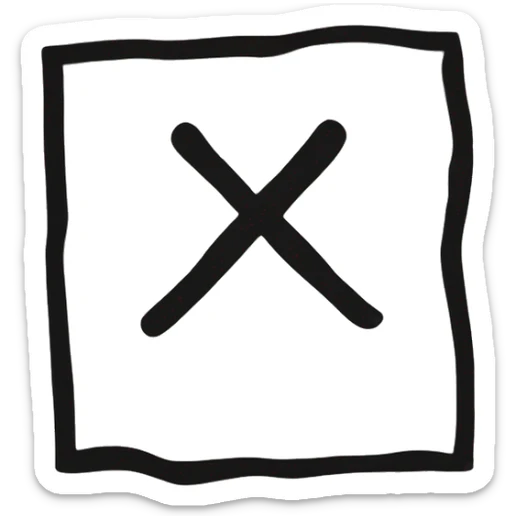 a square sheet of paper with sloppy text and a lot of crossed out marks sticker