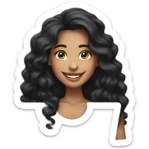 23 year old beautiful girl with long wavy black hair smiling laptop sticker