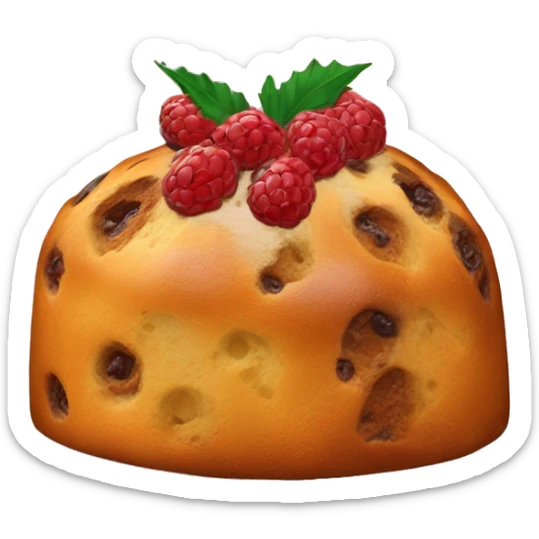 un panettone delicioso y apetitoso, tradicionalmente decorado con frutas confitadas y pasas. sticker