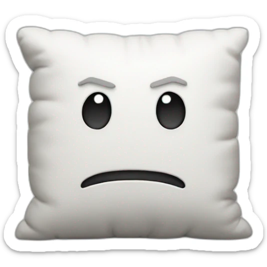 a white fluffy pillow with an angry face with boxing gloves as little hands on the sides sticker