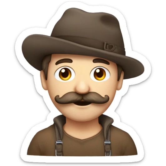 Un homme à la peau métisse, cheveux couleur châtains mis long bouclés, moustache et bouc, qui porte un sweet à capuche blanc..  sticker