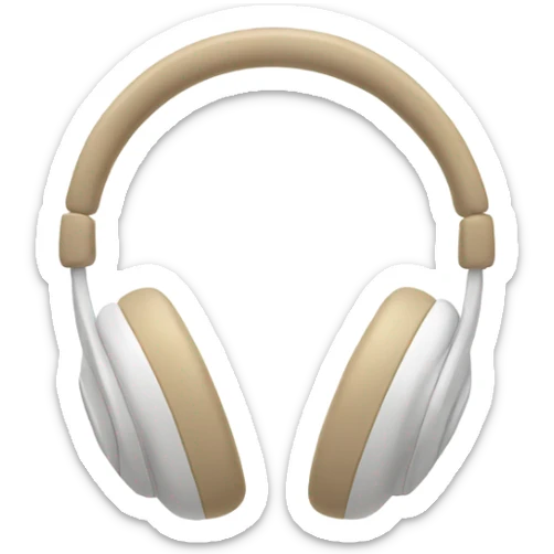 White headphones with beige ear pieces sticker