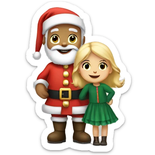 santa claus with little girl that has blonde hair sticker