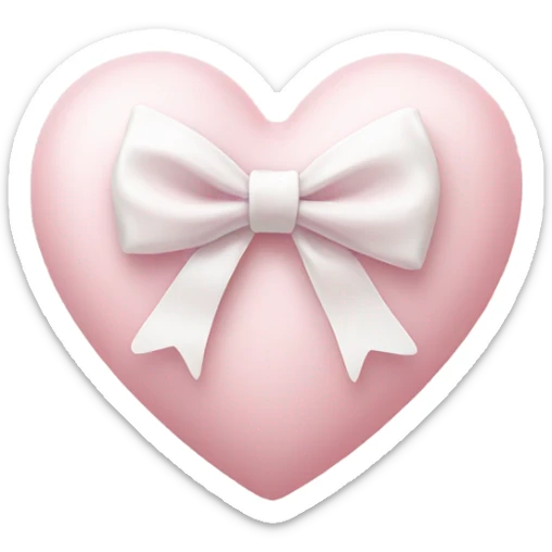 Pastel pink heart with white bow sticker