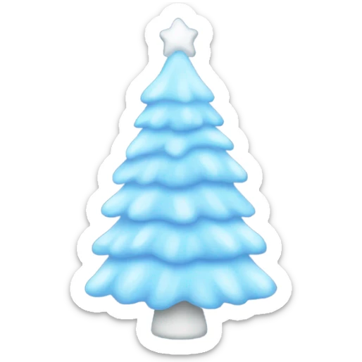 Light blue Christmas tree covered in snow sticker