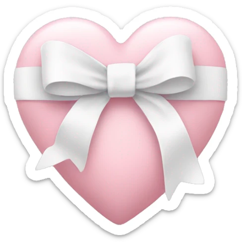 Pastel pink heart with white bow sticker