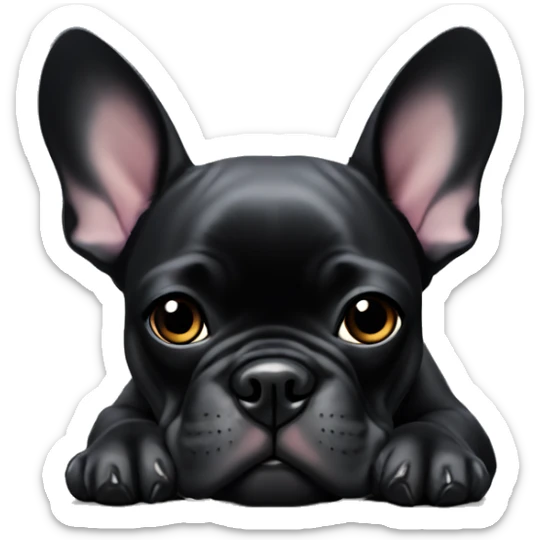 Black Frenchie laying  sticker