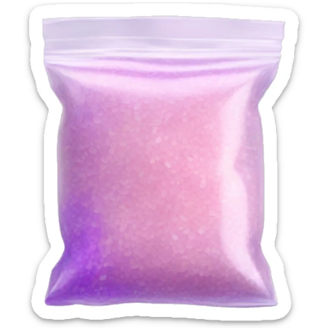 White Salt filling half of a small clear pink and purple baggie with no face  sticker