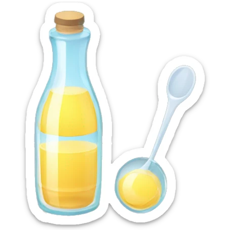 bottle of vinegar and a glass of water with a spoon dipped inside the glass sticker