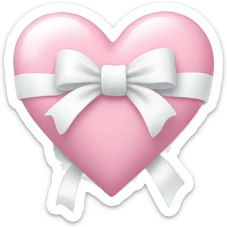 Pastel pink heart with white bow sticker