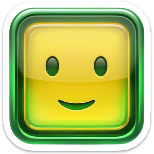 A glowing neon square in shades of yellow and green, transparent background sticker