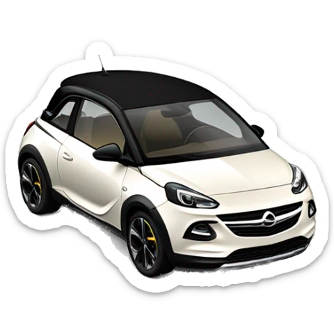 opel adam rocks in off white with black top and big sliding roof from the front  sticker