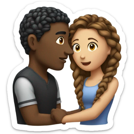 black male braids kissing female brown hair  sticker