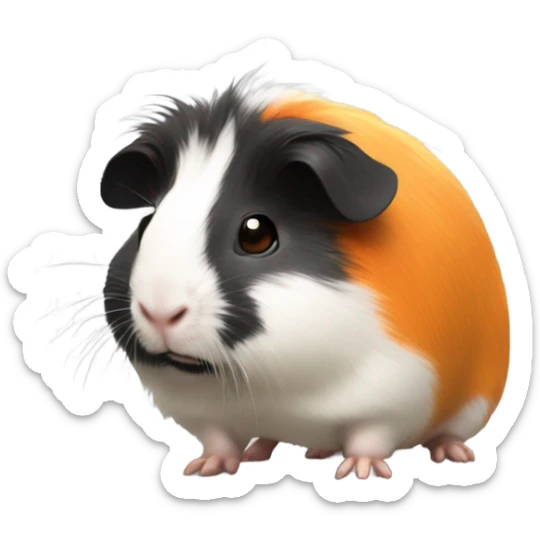 Guinea pig with orange fur and some black fur like pants and some black fur near the eyes ant a little white fur on the head sticker