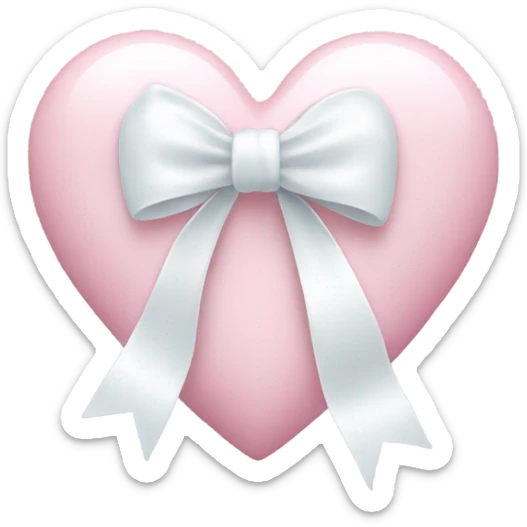 Pastel pink heart with white bow sticker