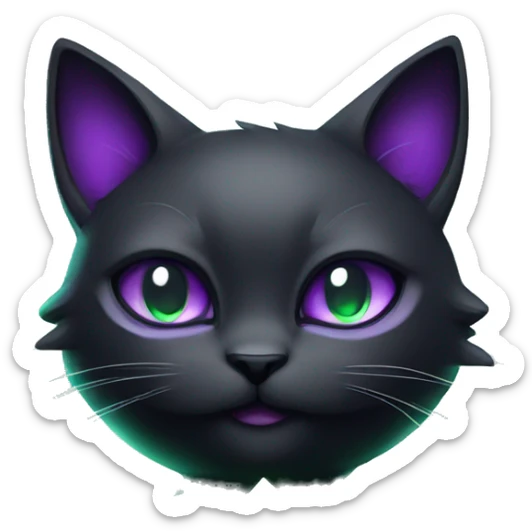 Black Dark-type-Fakémon-Cat Purple eyes, green gem on chest, full body sticker