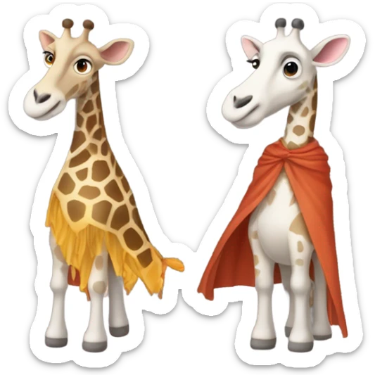 Une girafe stylisée et mignonne, avec un look de super-héroïne. Elle porte une cape flottante sticker