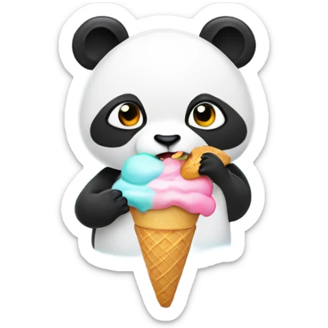 Panda eating ice cream sticker