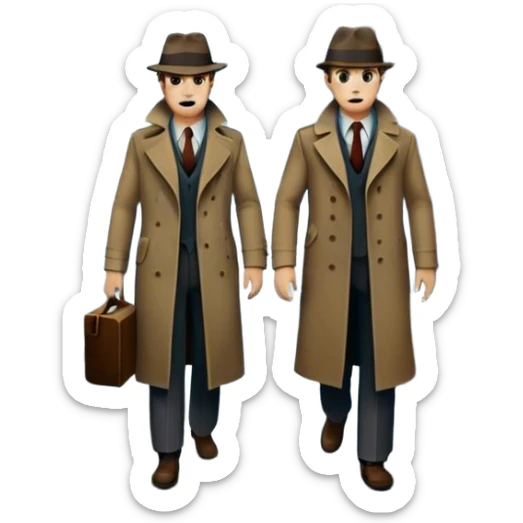 Icon for Detective Movie: A vintage movie poster-style design of a mysterious detective movie. Include dark alleyways, fog, and shadowy figures. The design should evoke a classic noir detective story with retro cinematic typography. Transparent background. sticker