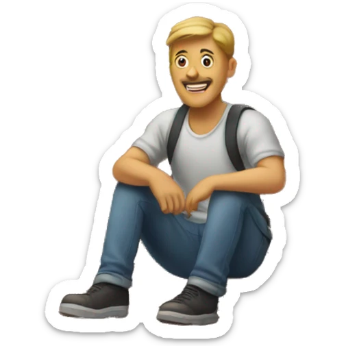 a man is sitting on the roof of a house sticker
