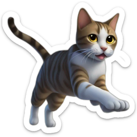 Cat doing salto at the edge of a skyscraper with backlights of a night city sticker