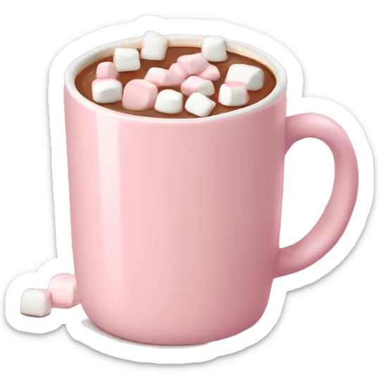 Light Pink mug of hot chocolate with marshmallows  sticker