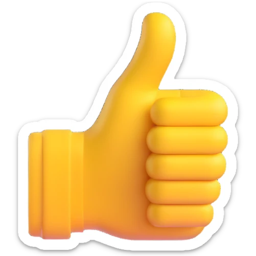 Crop the image to keep only the hand giving a thumbs up and the sleeve of the shirt. Remove the rest of the body and head. Maintain the 3D emoji style with transparent background. sticker