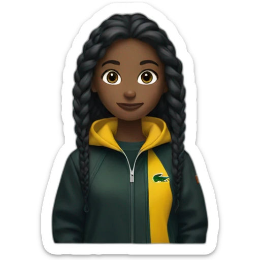 Lacoste bag black girl with long hair with black lacoste windbreaker sticker