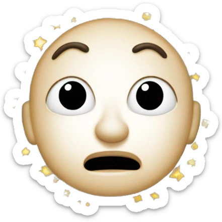 A face with eyes wide open, jaw dropped, and a spiral of stars or dots above the head, suggesting a mind being expanded or overwhelmed with amazement, inspiration, or sheer sticker