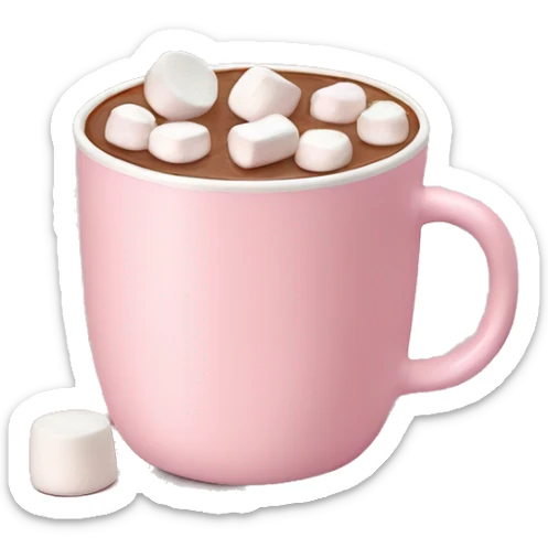 Light Pink mug of hot chocolate with marshmallows  sticker