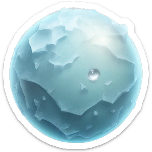a planet, small, icy and with a rocky surface and a heart-shaped icy region of creamy white light color sticker
