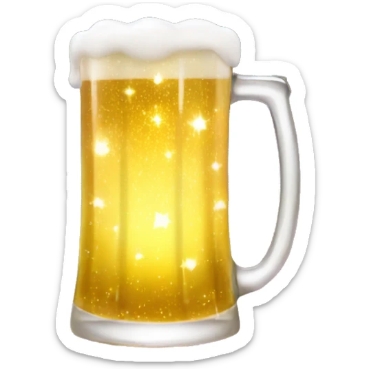 Beer mug full of galaxy nebula gold sparkles glow fairy lights sticker