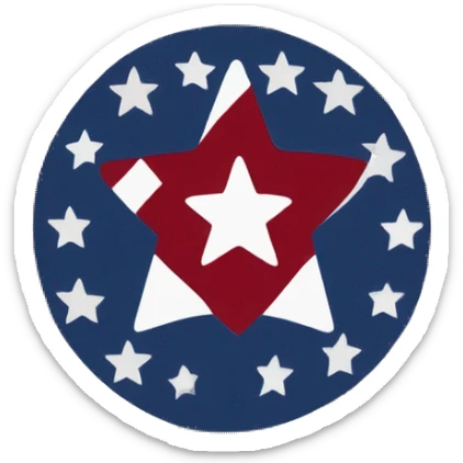 Flat image of a Betsy Ross Flag with the letters AM inside the circular star field sticker