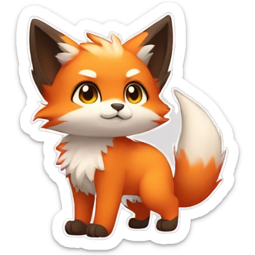 a colorful furry fur-sona kemono-style-chibi-style cat-fox-Fakémon-hybrid full body sticker