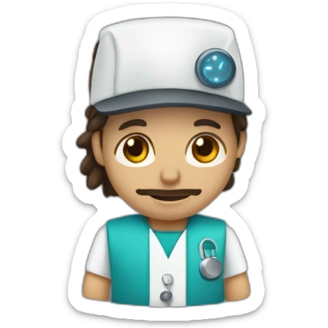Médico con gorra y cabello oscuro piel trigueña y un lunar en la barbilla  sticker