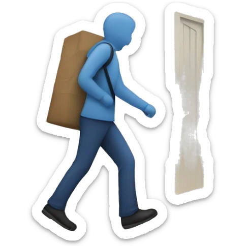 An emoji of a person walking toward a house, symbolizing entering or arriving at home sticker