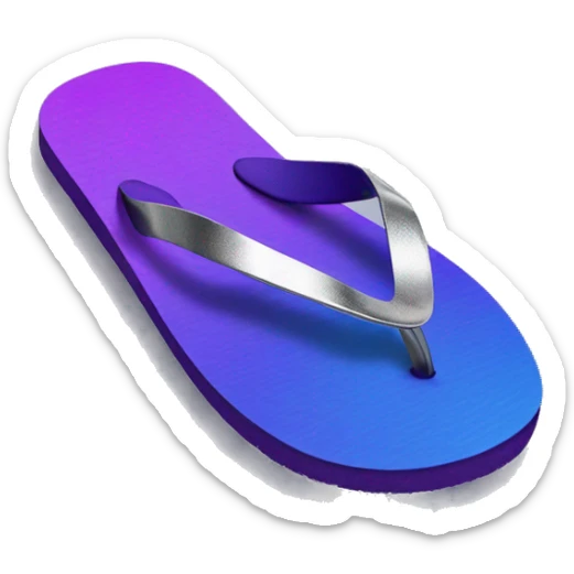 Realistic dark purple to blue ombre flip flops with metallic silver accents. sticker