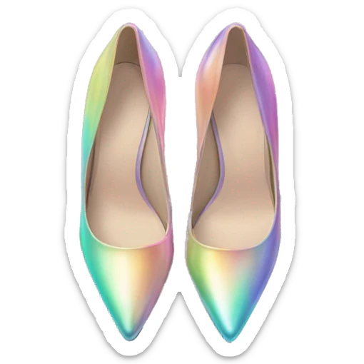 Realistic isolated top view of a pair of pastel iridescent pointed toe high heel shoes. sticker